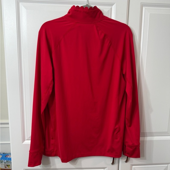 Crown & Ivy Red Scallop Half Zip Pullover Long Sleeve Shirt Size Large - Picture 3 of 3